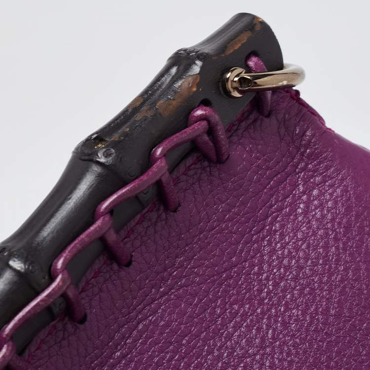 Pre Owned Gucci Purple Leather Nouveau Fringe Crossbody Bag