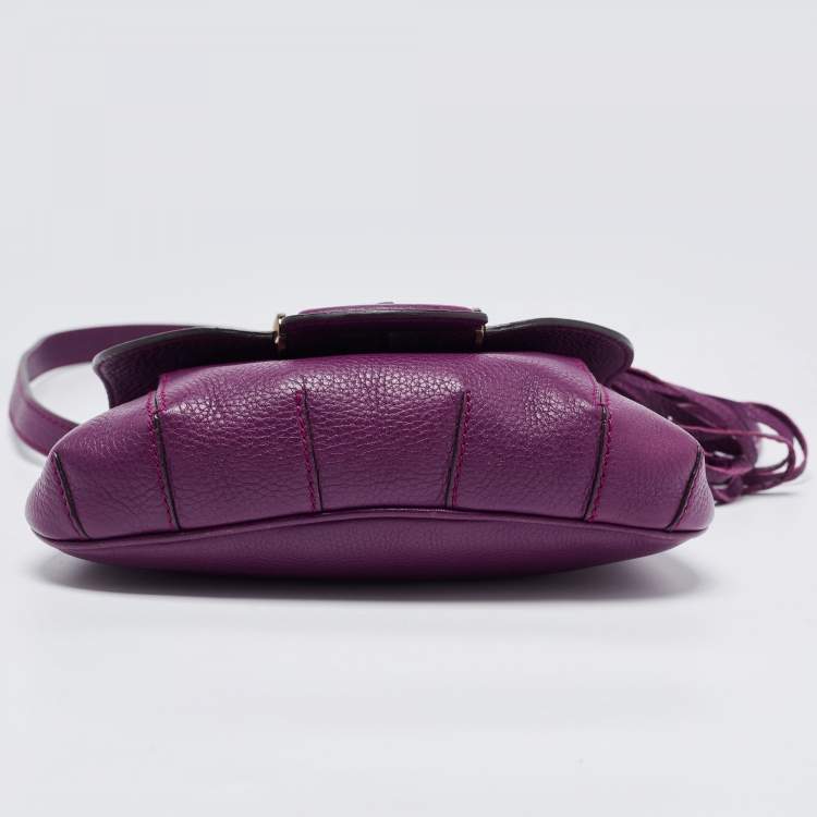 Pre Owned Gucci Purple Leather Nouveau Fringe Crossbody Bag