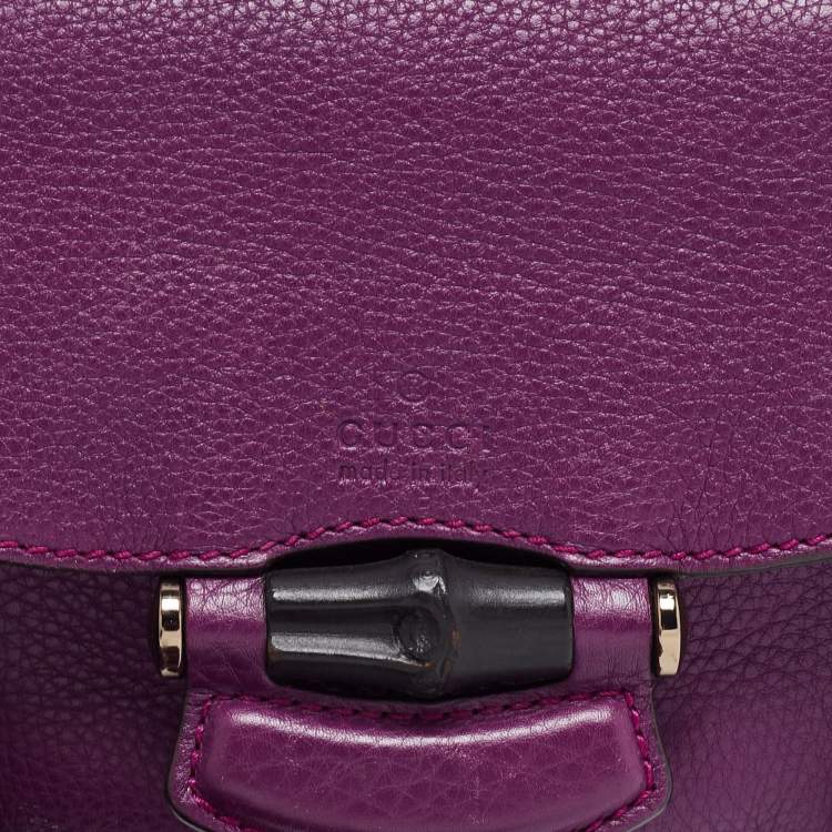 Pre Owned Gucci Purple Leather Nouveau Fringe Crossbody Bag