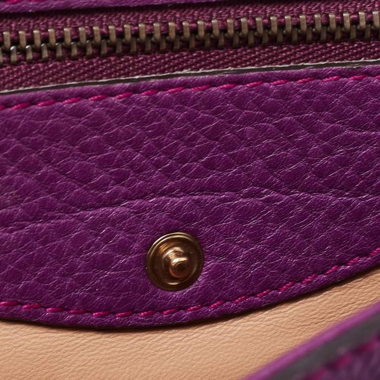 Pre Owned Gucci Purple Leather Nouveau Fringe Crossbody Bag