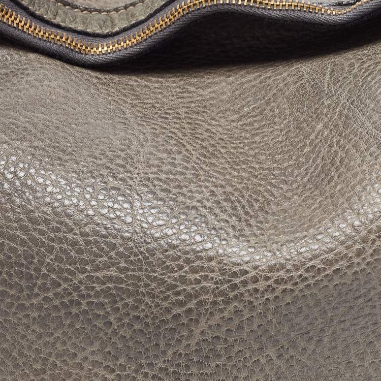 Pre Owned Gucci Pale Green Leather Medium Pelham Hobo 