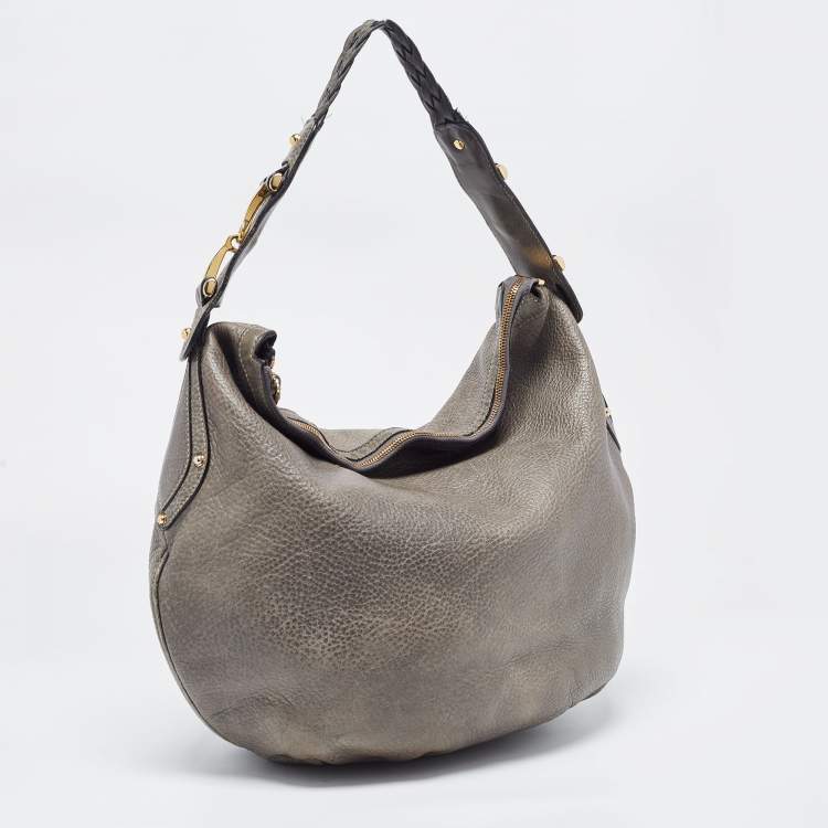 Pre Owned Gucci Pale Green Leather Medium Pelham Hobo 