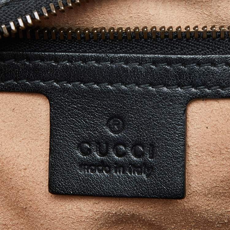 Pre Owned Gucci Black Matelassé Leather Small GG Marmont Top Handle Bag