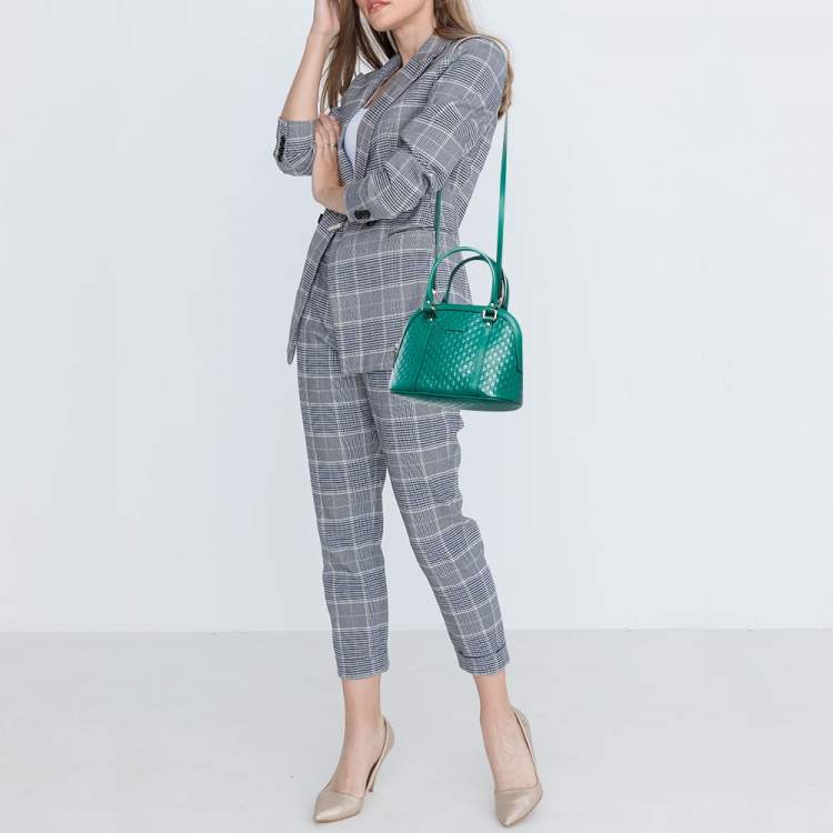 Pre Owned Gucci Green Microguccissima Leather  Mini Nice Dome Bag