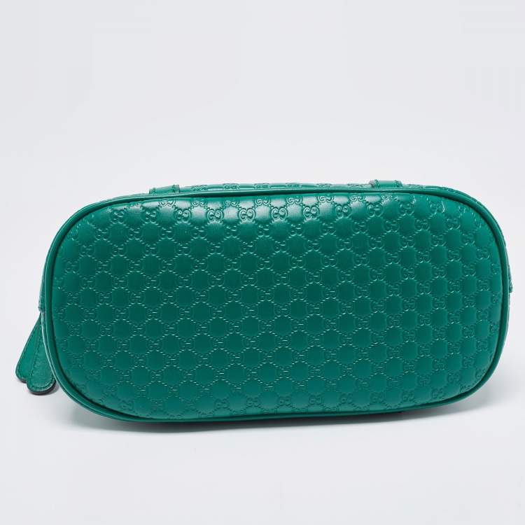 Pre Owned Gucci Green Microguccissima Leather  Mini Nice Dome Bag