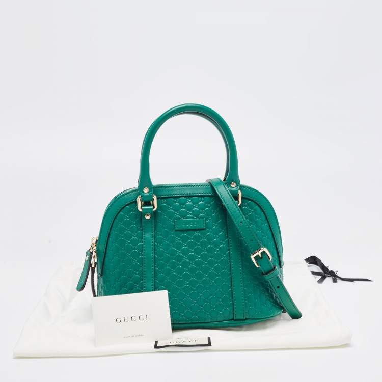 Pre Owned Gucci Green Microguccissima Leather  Mini Nice Dome Bag