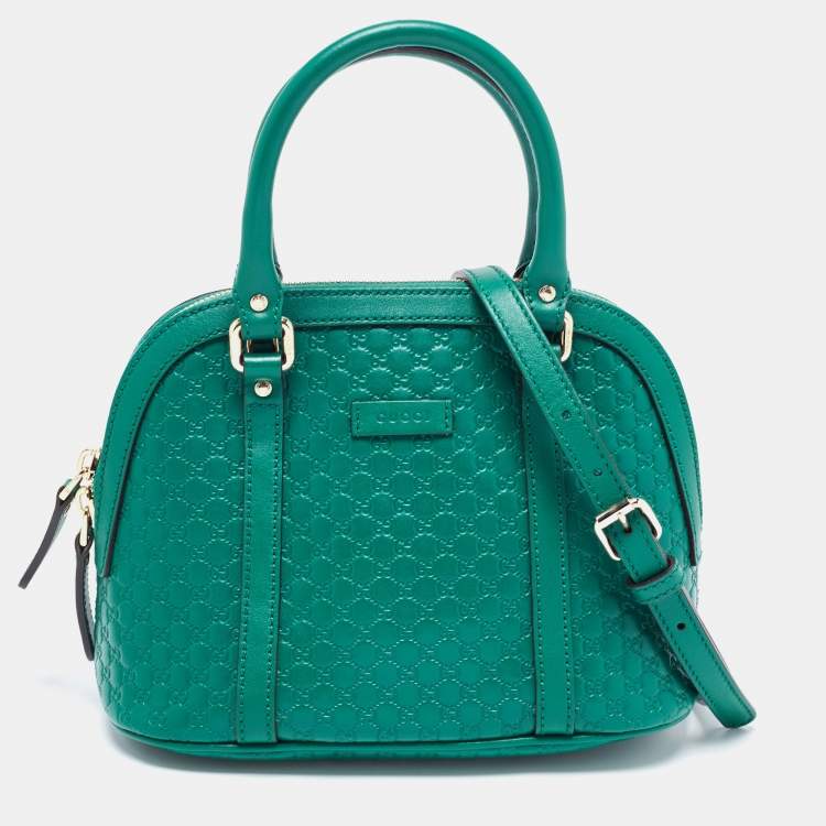 Pre Owned Gucci Green Microguccissima Leather  Mini Nice Dome Bag