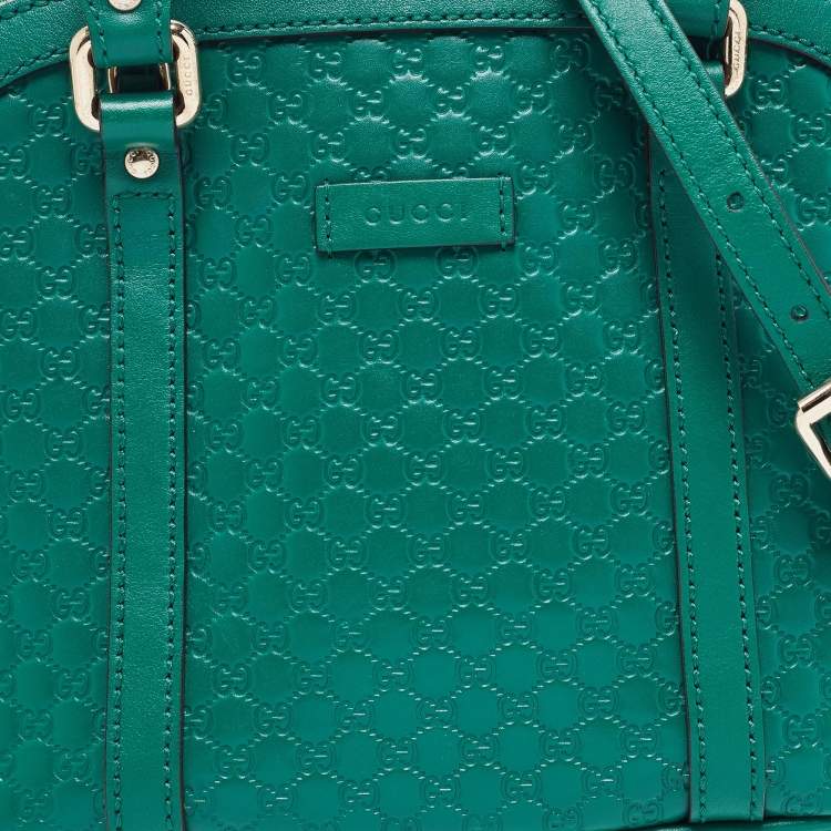 Pre Owned Gucci Green Microguccissima Leather  Mini Nice Dome Bag