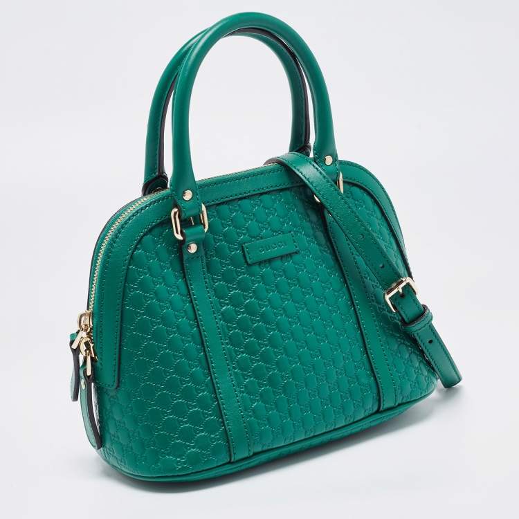 Pre Owned Gucci Green Microguccissima Leather  Mini Nice Dome Bag