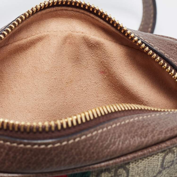 Pre Owned Gucci Beige GG Supreme Canvas and Leather Mini Ophidia Crossbody Bag