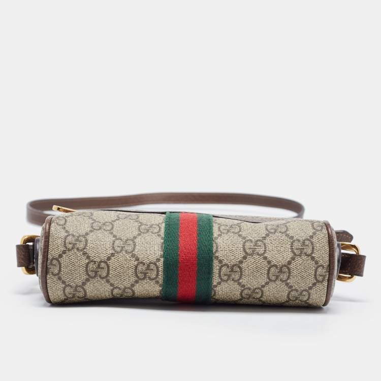 Pre Owned Gucci Beige GG Supreme Canvas and Leather Mini Ophidia Crossbody Bag