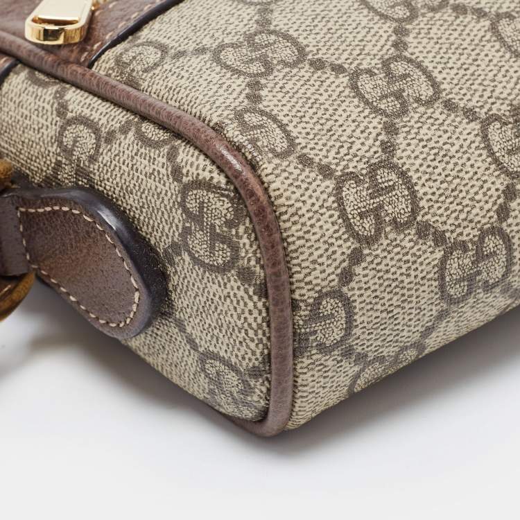 Pre Owned Gucci Beige GG Supreme Canvas and Leather Mini Ophidia Crossbody Bag