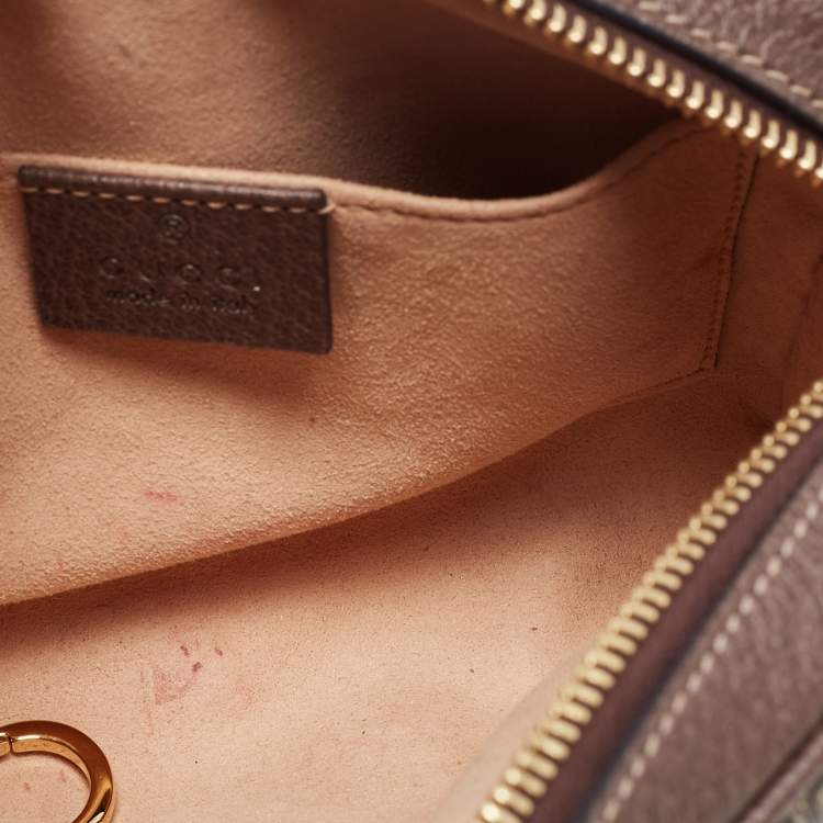 Pre Owned Gucci Beige GG Supreme Canvas and Leather Mini Ophidia Crossbody Bag