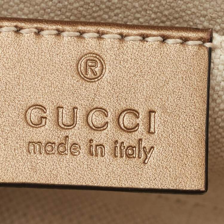 Pre Owned Gucci Bronze Guccissima Patent Leather Mini Emily Chain Shoulder Bag