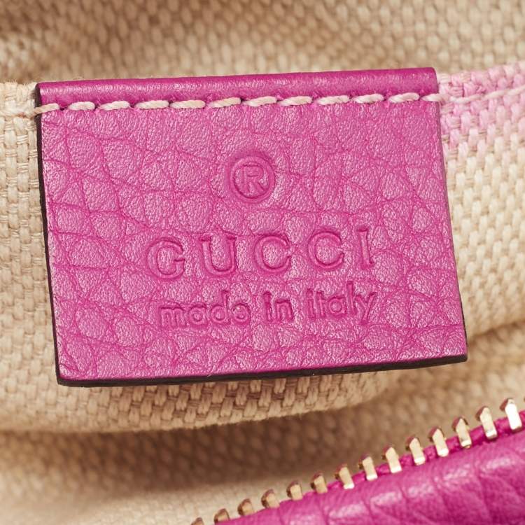 Pre Owned Gucci Fuchsia Leather Mini Soho Disco Chain Crossbody Bag