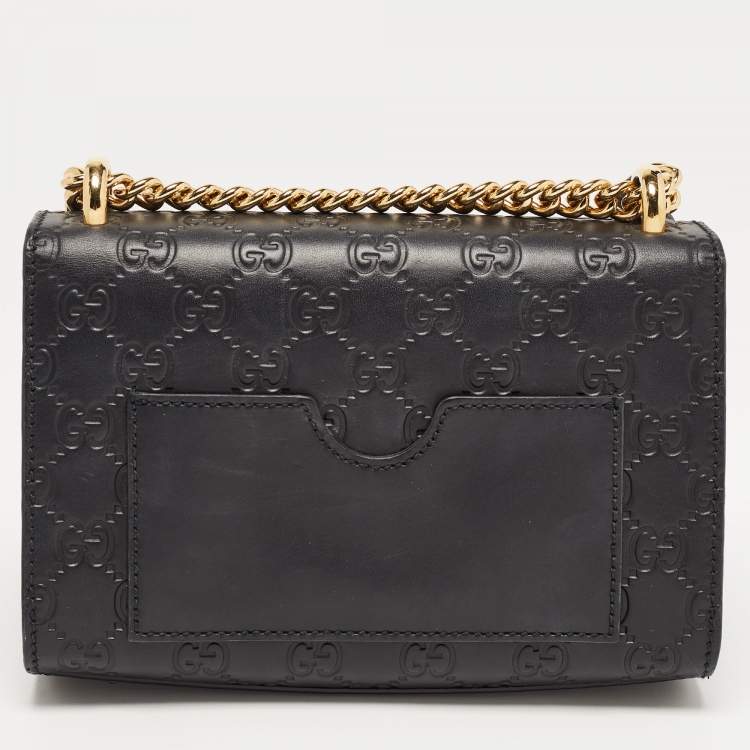 Pre Owned Gucci Black Guccissima Leather Small Padlock Shoulder Bag