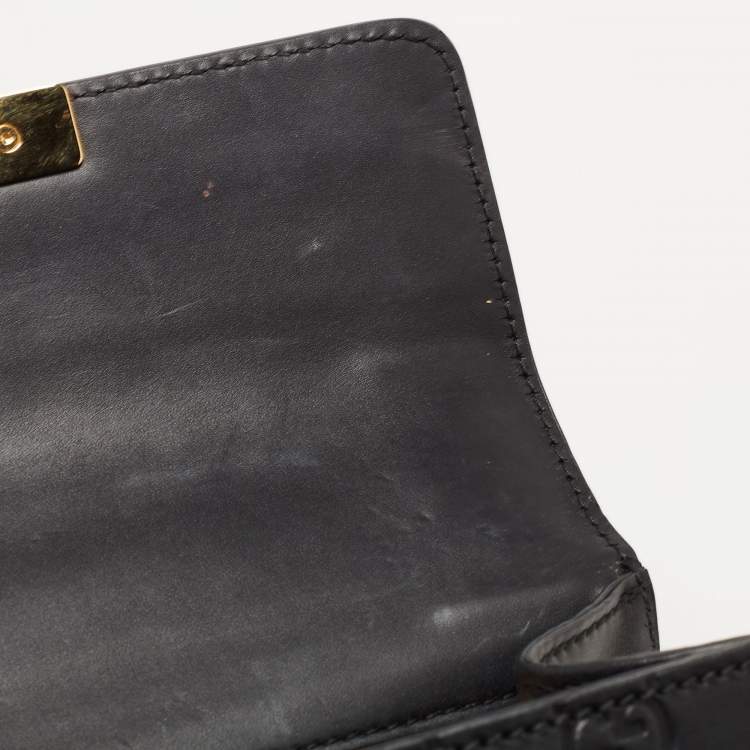 Pre Owned Gucci Black Guccissima Leather Small Padlock Shoulder Bag