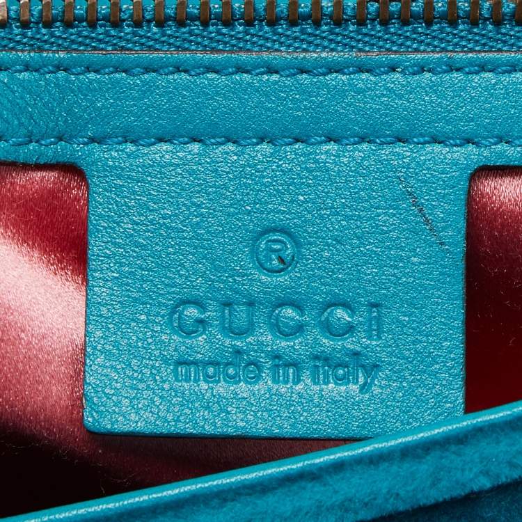Pre Owned Gucci Green Matelassé Velvet Small GG Marmont Shoulder Bag