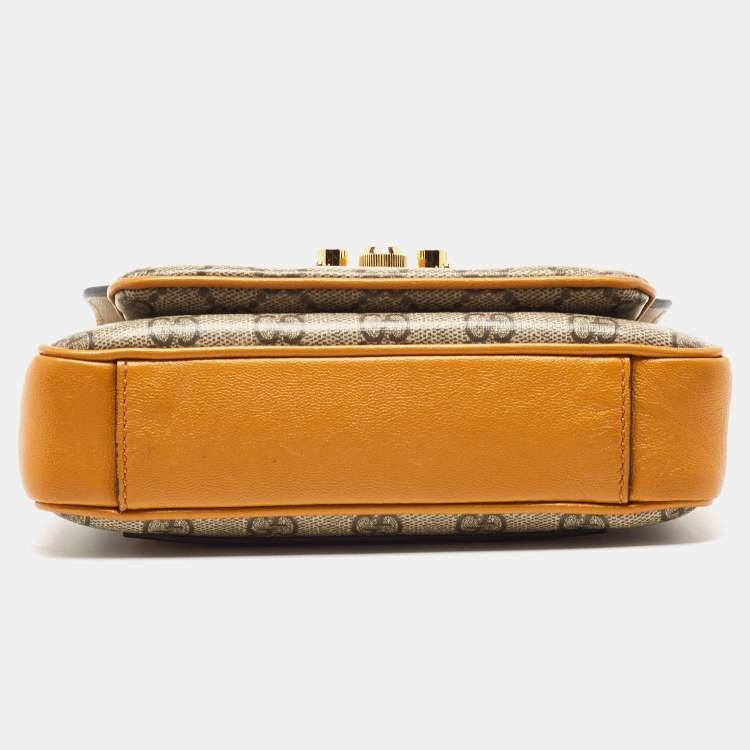 Pre Owned Gucci Tricolor GG Supreme Canvas and Leather Padlock Shoulder Bag