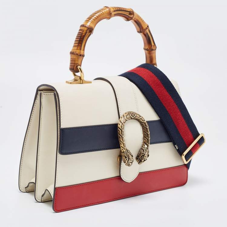 Pre Owned Gucci Tricolor Leather Medium Dionysus Bamboo Top Handle Bag