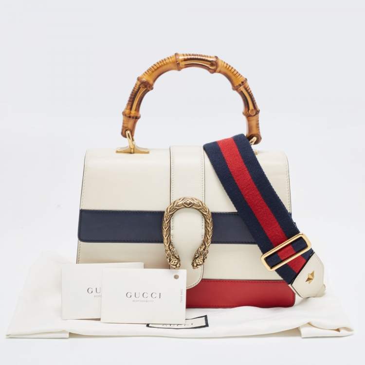 Pre Owned Gucci Tricolor Leather Medium Dionysus Bamboo Top Handle Bag