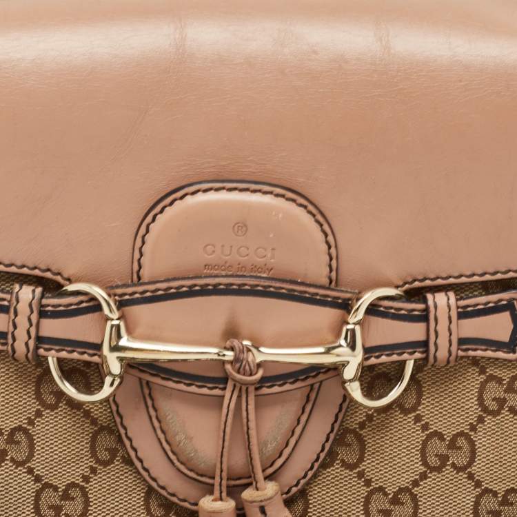 Pre Owned Gucci Dark Old Rose/Beige GG Canvas and Leather Medium Emily Chain Shoulder Bag