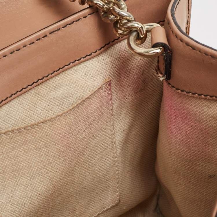 Pre Owned Gucci Dark Old Rose/Beige GG Canvas and Leather Medium Emily Chain Shoulder Bag