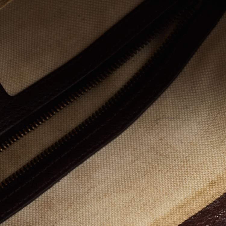 Pre Owned Gucci Beige/Brown GG Canvas and Leather Medium GG Running Hobo       