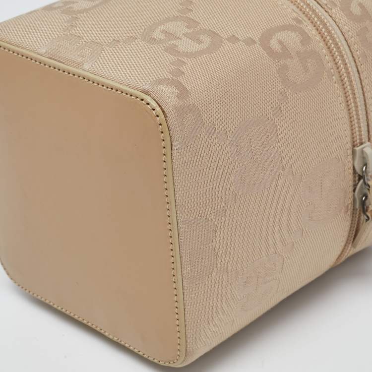 Pre Owned Gucci Beige GG Canvas and Leather Vanity Bag