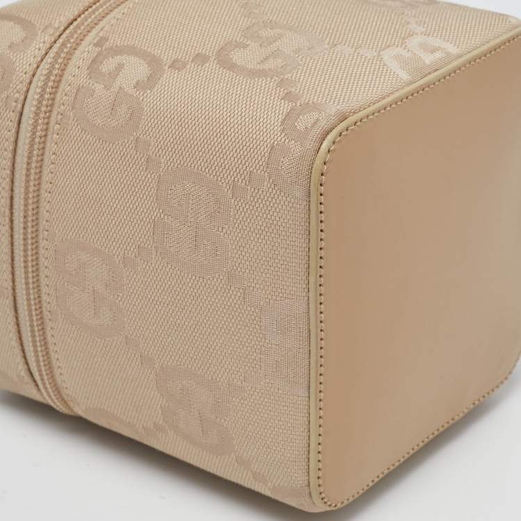 Pre Owned Gucci Beige GG Canvas and Leather Vanity Bag