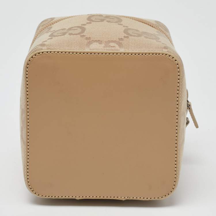 Pre Owned Gucci Beige GG Canvas and Leather Vanity Bag