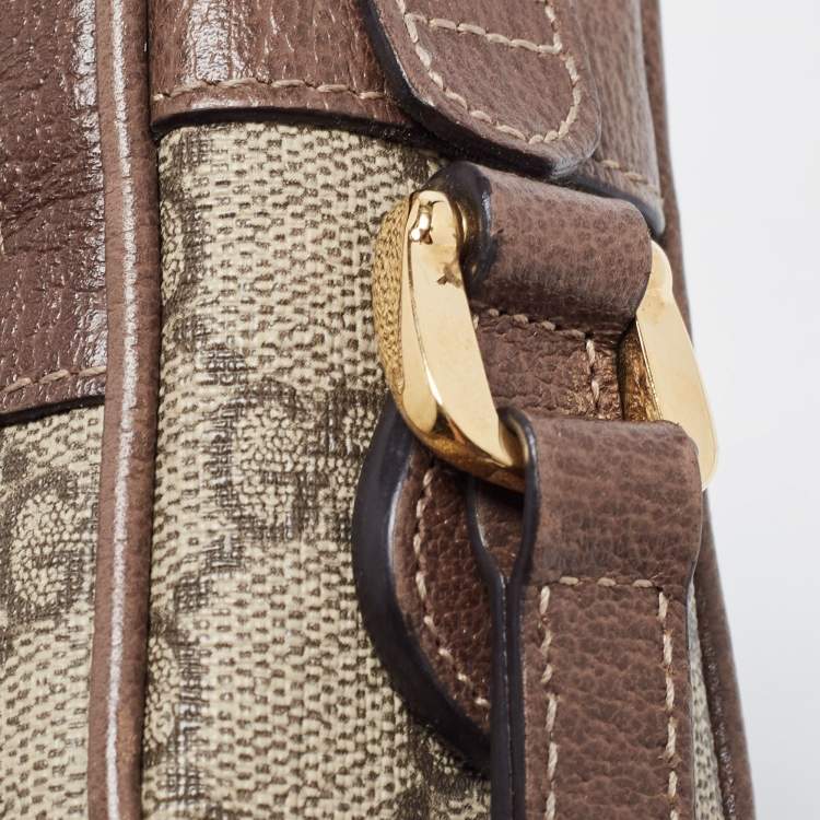 Pre Owned Gucci Beige GG Supreme Canvas and Leather Mini Ophidia Crossbody Bag