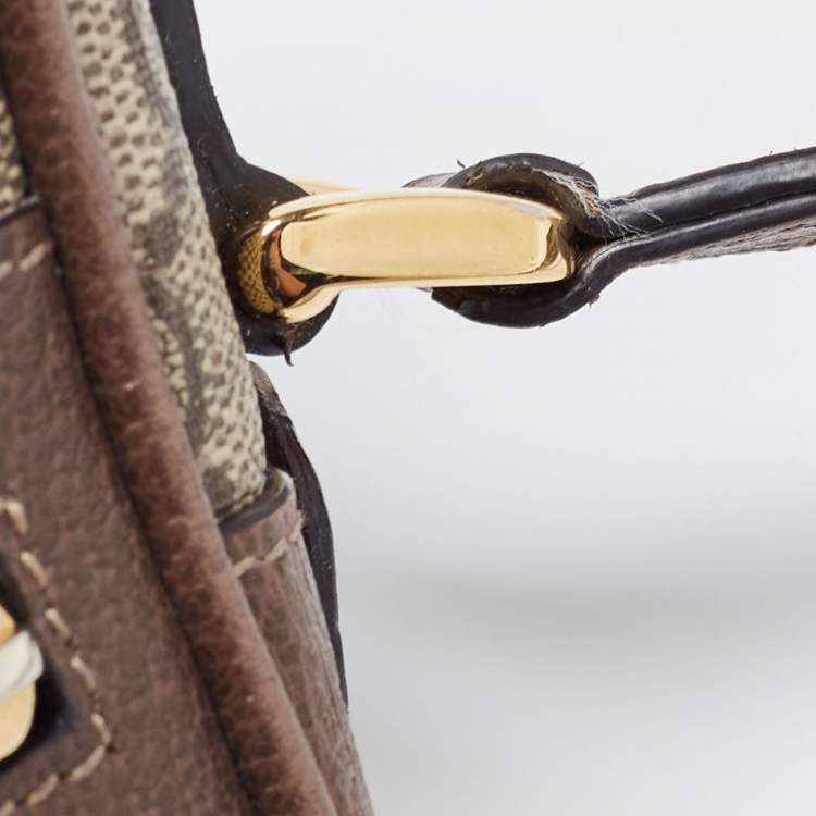 Pre Owned Gucci Beige GG Supreme Canvas and Leather Mini Ophidia Crossbody Bag