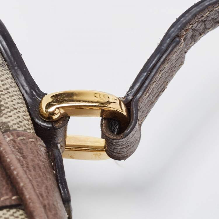 Pre Owned Gucci Beige GG Supreme Canvas and Leather Mini Ophidia Crossbody Bag