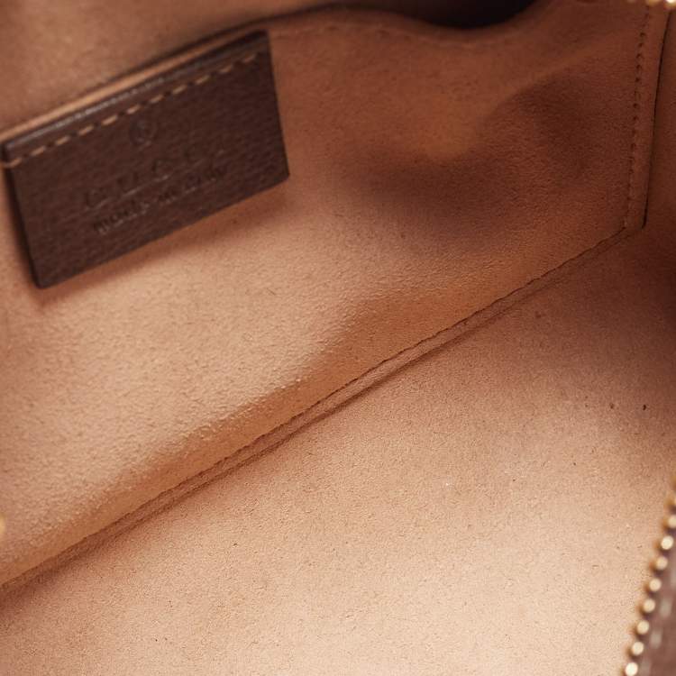 Pre Owned Gucci Beige GG Supreme Canvas and Leather Mini Ophidia Crossbody Bag