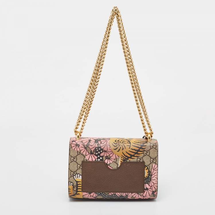 Pre Owned Gucci Multicolor GG Supreme Bengal Canvas and Leather Small Padlock Shoulder Bag