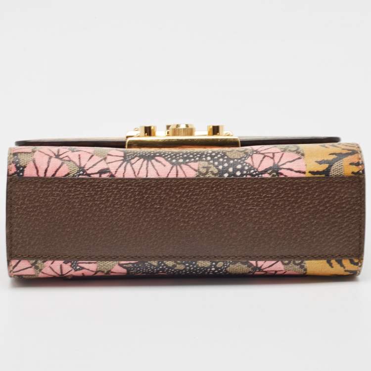 Pre Owned Gucci Multicolor GG Supreme Bengal Canvas and Leather Small Padlock Shoulder Bag