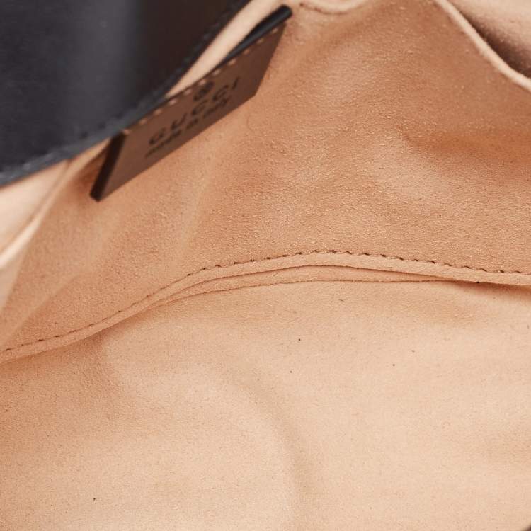 Pre Owned Gucci Black Matelassé Leather Mini GG Marmont Shoulder Bag