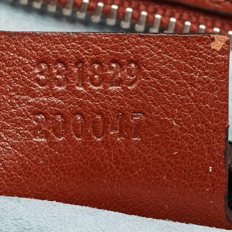 Pre Owned Gucci Brown Python Leather Lady Lock Bamboo Large Top Handle Bag