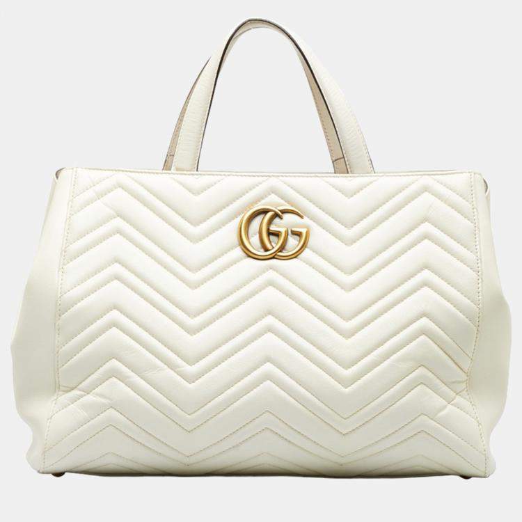 Gucci Medium Tote With Double G in White