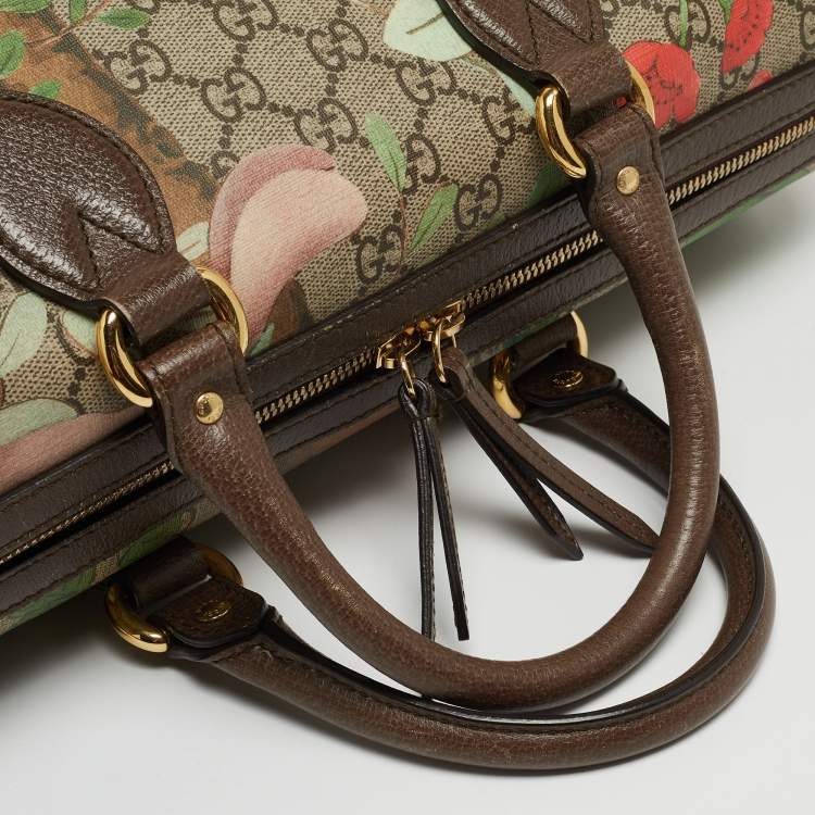 Pre Owned Gucci Brown/Beige Tian Print GG Supreme Canvas Medium Boston Bag