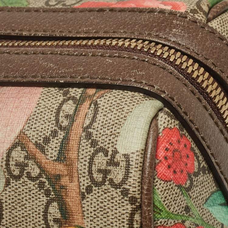 Pre Owned Gucci Brown/Beige Tian Print GG Supreme Canvas Medium Boston Bag