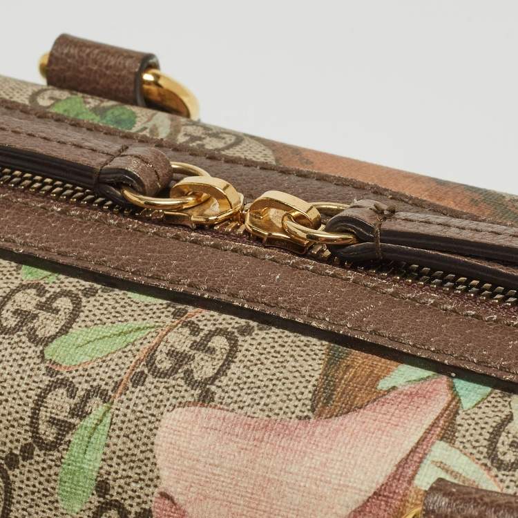 Pre Owned Gucci Brown/Beige Tian Print GG Supreme Canvas Medium Boston Bag