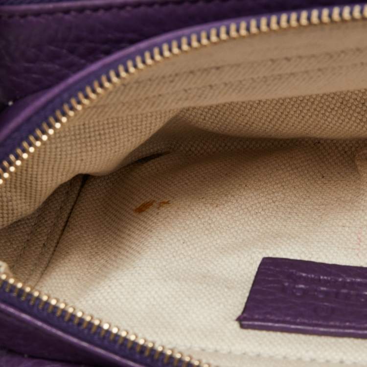 Pre Owned Gucci Purple Leather Piston Broadway Chain Bag