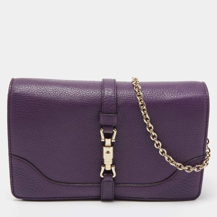 Pre Owned Gucci Purple Leather Piston Broadway Chain Bag
