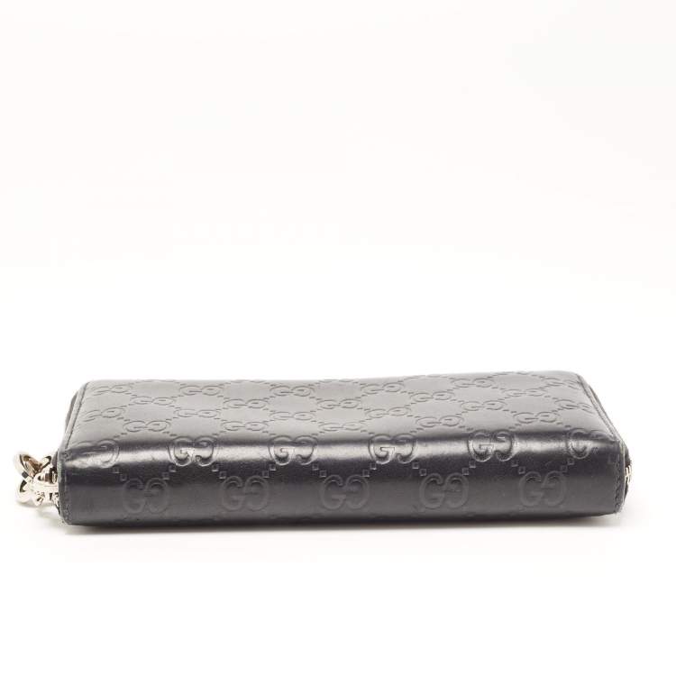 Pre Owned Gucci Back Guccissima Leather Zip Around Wallet
