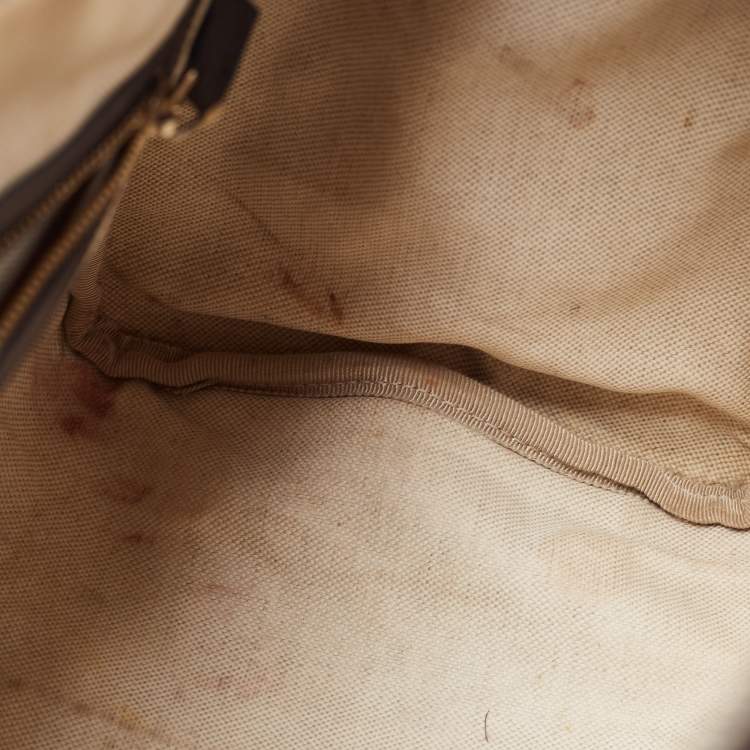 Pre Owned Gucci Brown/Beige GG Canvas Medium Vintage Web Boston Bag