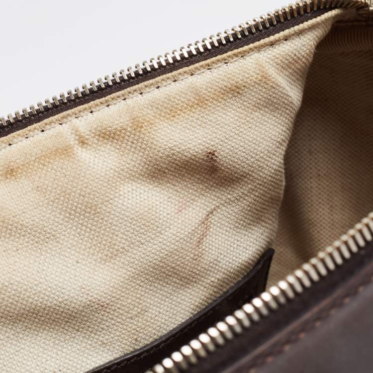 Pre Owned Gucci Brown/Beige GG Canvas Medium Vintage Web Boston Bag