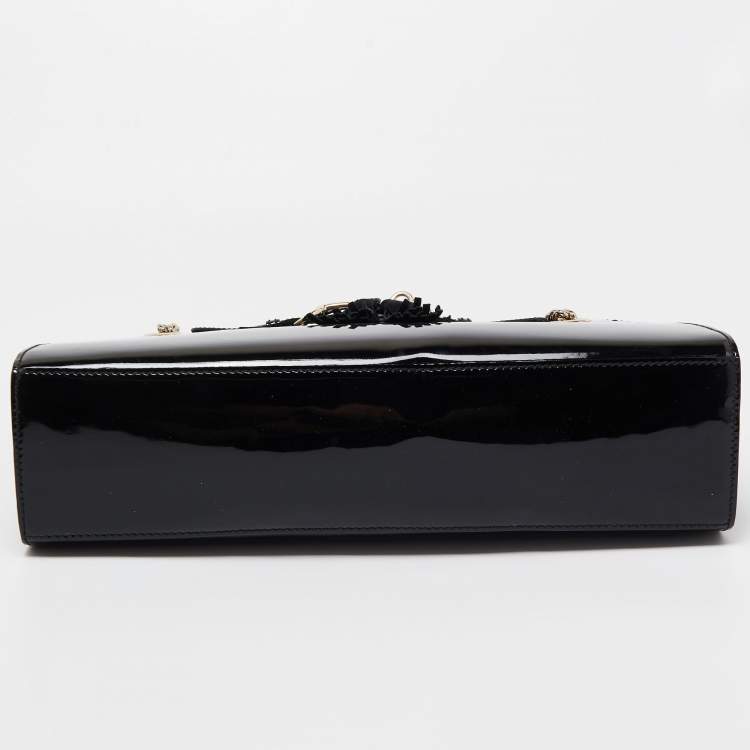Pre Owned Gucci Black Patent Leather Large Emily Chain Shoulder Bag