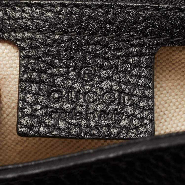 Pre Owned Gucci Black Leather Medium GG Marmont Top Handle Bag
